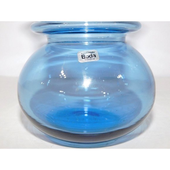 Vintage Kosta Boda Sweden 12cm  Blue Glass Hurricane Candle holder Vase - Picture 7 of 16